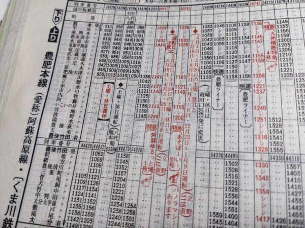 「阿蘇ゆるっと博号」時刻表